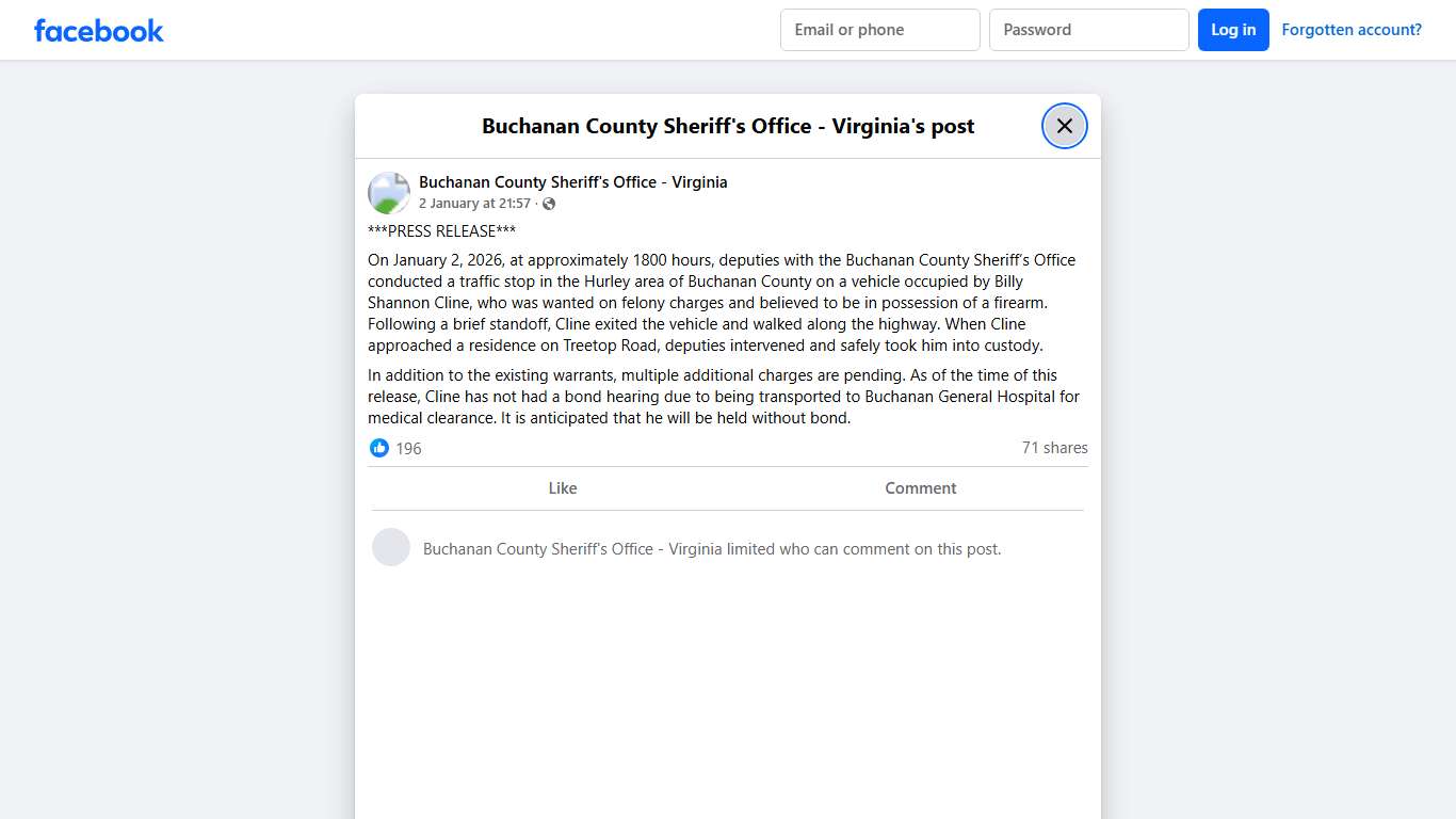 ***PRESS... - Buchanan County Sheriff's Office - Virginia Facebook